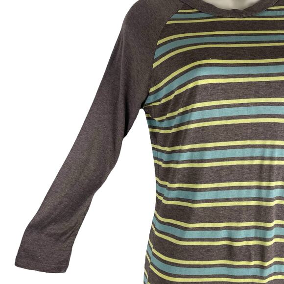 Lularoe Randy 3/4 Sleeve Striped Crewneck Tee Brown Green Size XXS - Picture 4 of 7